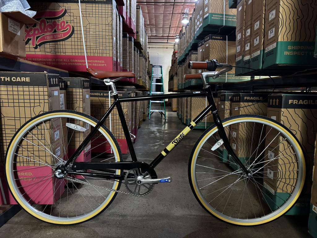 #1222 - City Bike | 3-Speed Black & Tan (Size Medium - 53cm, Fair Condition)