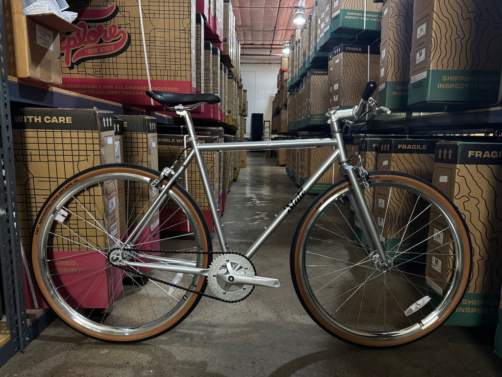 #1225 - 4130 Single Speed / Fixed-Gear | Satin Silver / Risers (Size 55cm, Fair Condition)