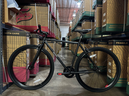 product #1236 - 4130 Single Speed / Fixed Gear | Matte Black / Mirror / Risers (Size 52cm, Very Good Condition)