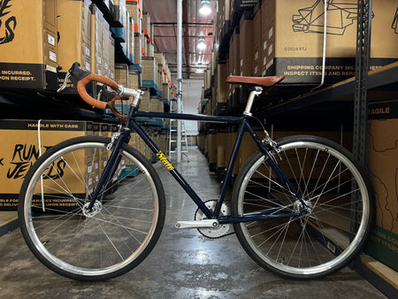 product #1238 - 4130 Single-Speed / Fixed-Gear | Navy / Gold / Drops (Size 55cm, Used / Very Good Condition)