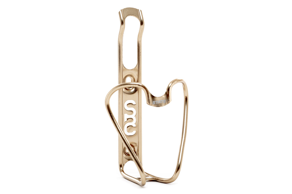 State Bicycle Co. Monogram 6061 Aluminum Anodized Bottle Cage - Brass